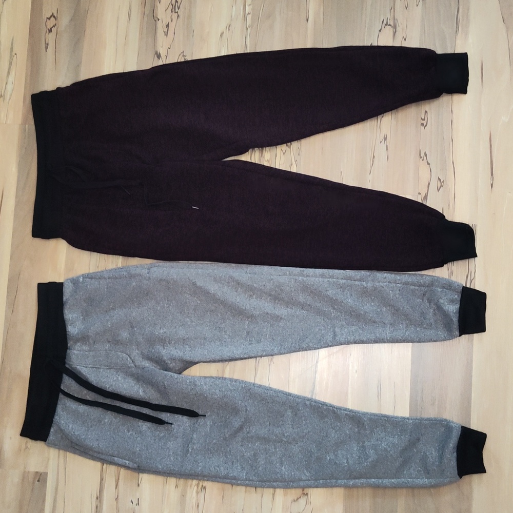 Bundle of 2 Pairs Joggers Sweatpants XS Ankle Cuffs Drawstring Pockets
